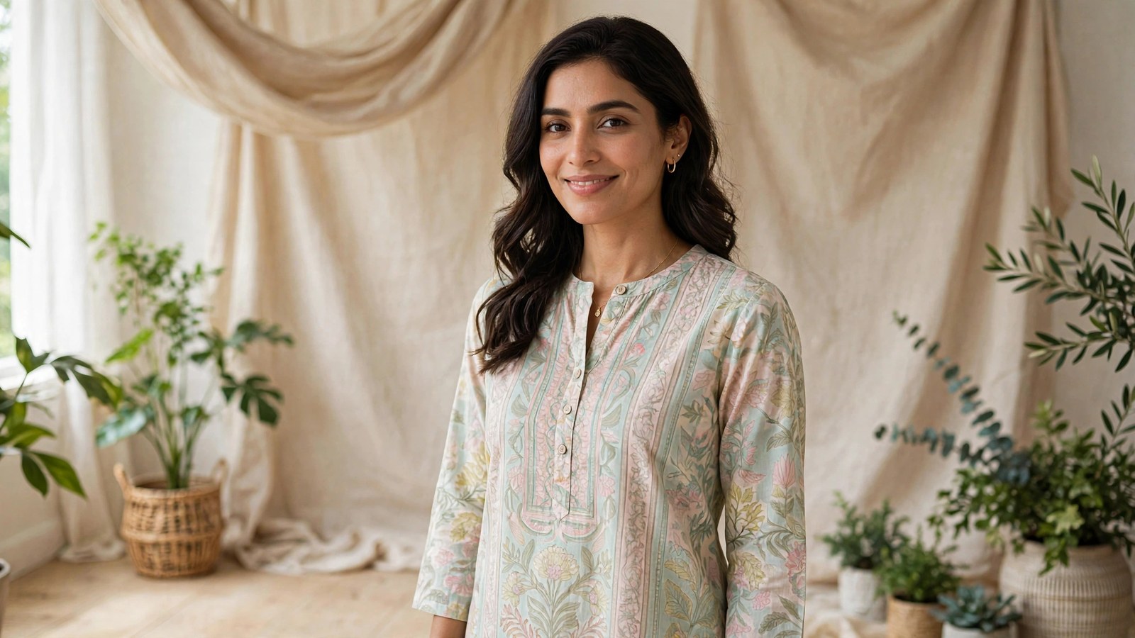 Customer wearing Odhini kurti from the Everyday Combo
